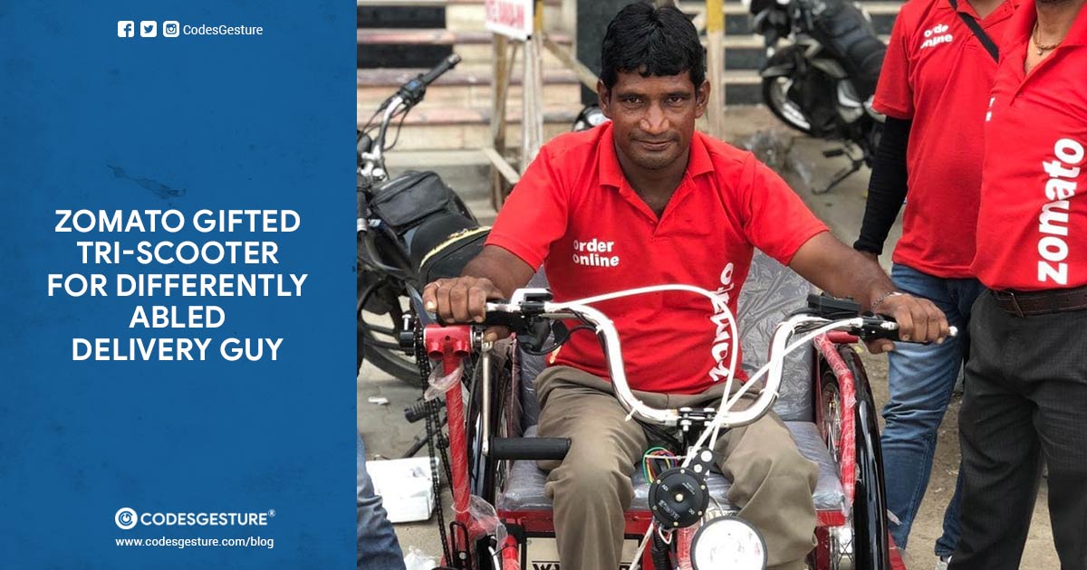 Zomato Gifted Tri Scooter for Differently Abled Delivery Guy